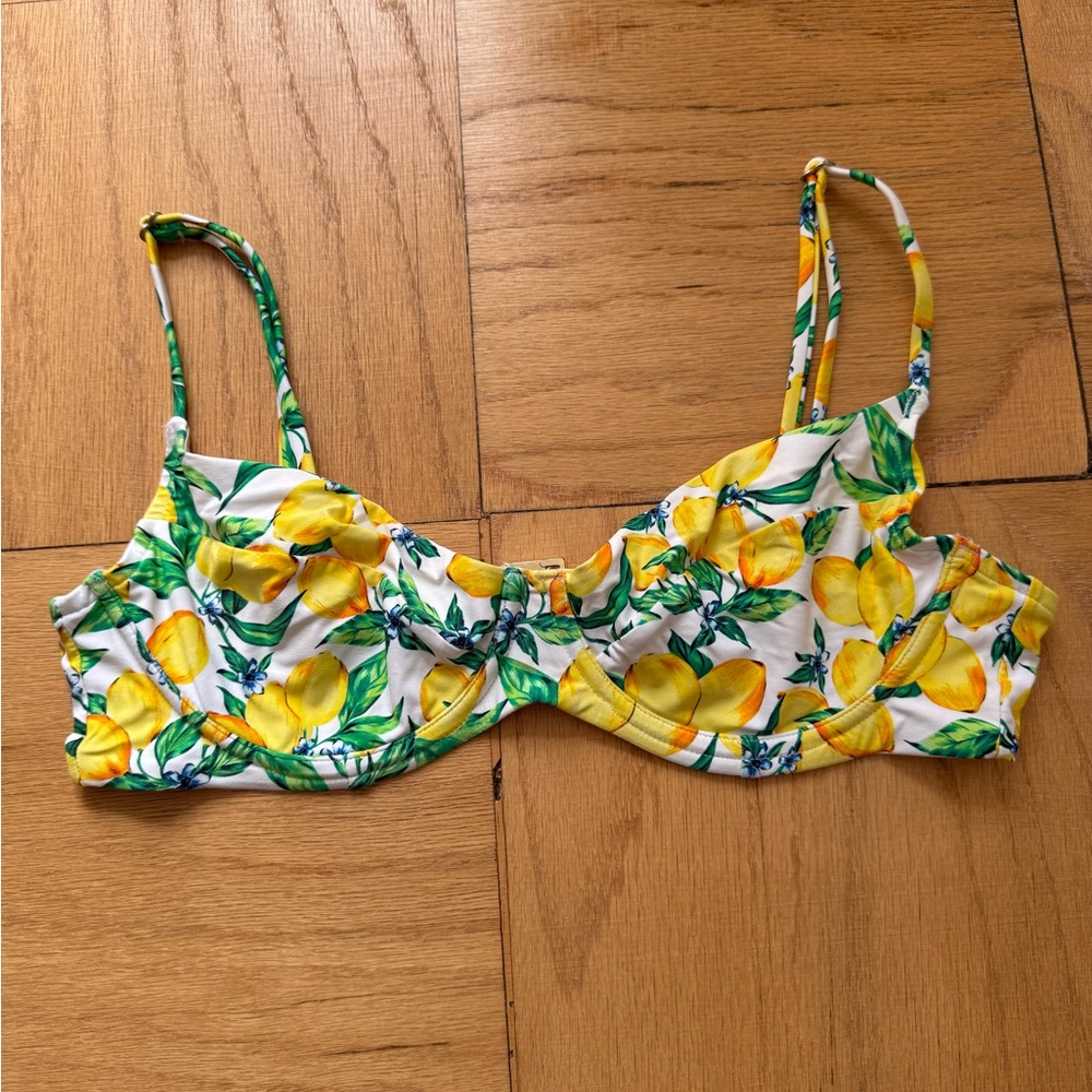 Onia Lemon Print Bikini Top